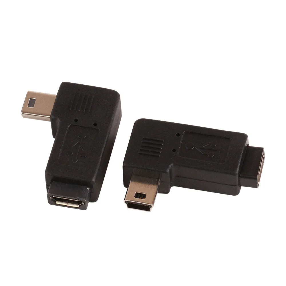 USB Micro 5pin Samica do Mini 5Pin Mężczyzna 90 Stopni Kąt Prawa / Lewe Convertor Convertor