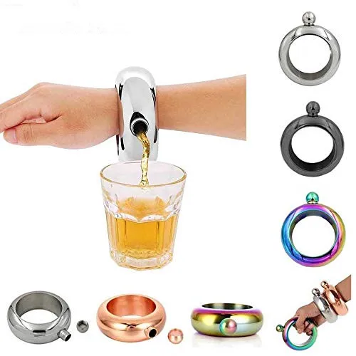 Amazon.com | Bracelet Flask, 3.5oz Stainless Steel Portable Bracelet Hip  Flask Gift Hidden Flask Women Girls Men Party Flask Funnel for Storing  Whiskey/Alcohol (Rose Gold): Flasks