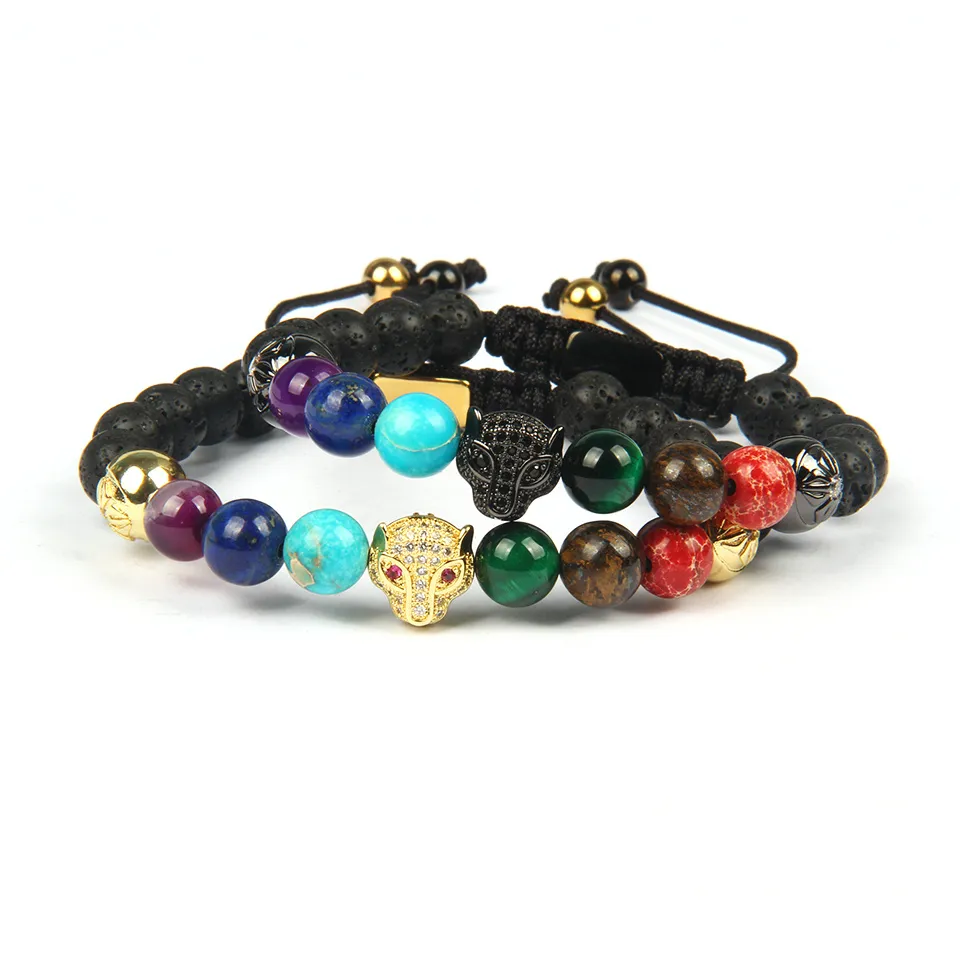 Bracelets léopard pour couples, nouvelle mode, avec perles en pierre de Chakras naturels de 8mm, offre spéciale, bracelet panthère, bijoux de qualité supérieure