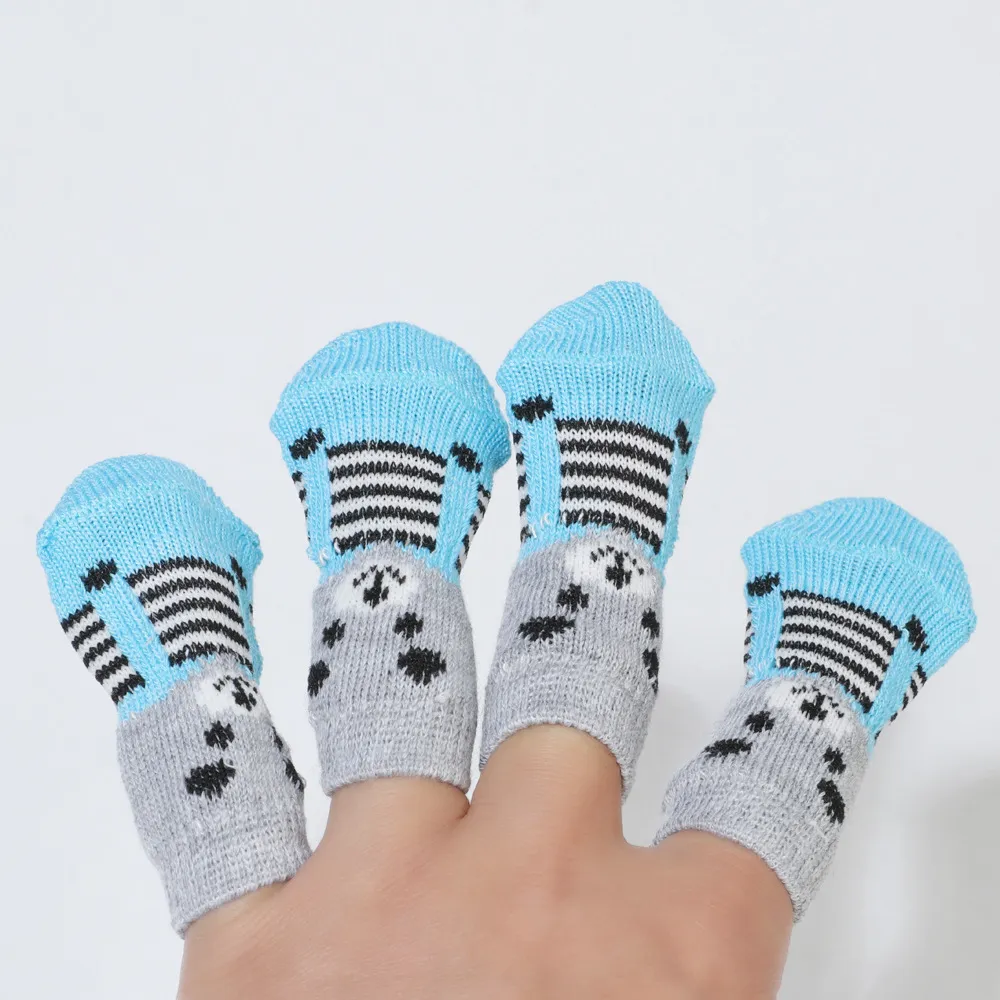 Anti-Skid Paws Dirts Away Easy Washing Dog Cat Sko Socks Pet Dog Socks Söt 4 st / Set Inomhus Mjukkvalitet Bomull Varm DH0335