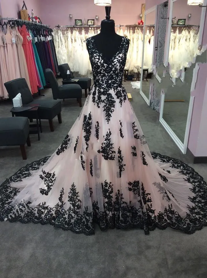 Pink black and hot sale white wedding dresses