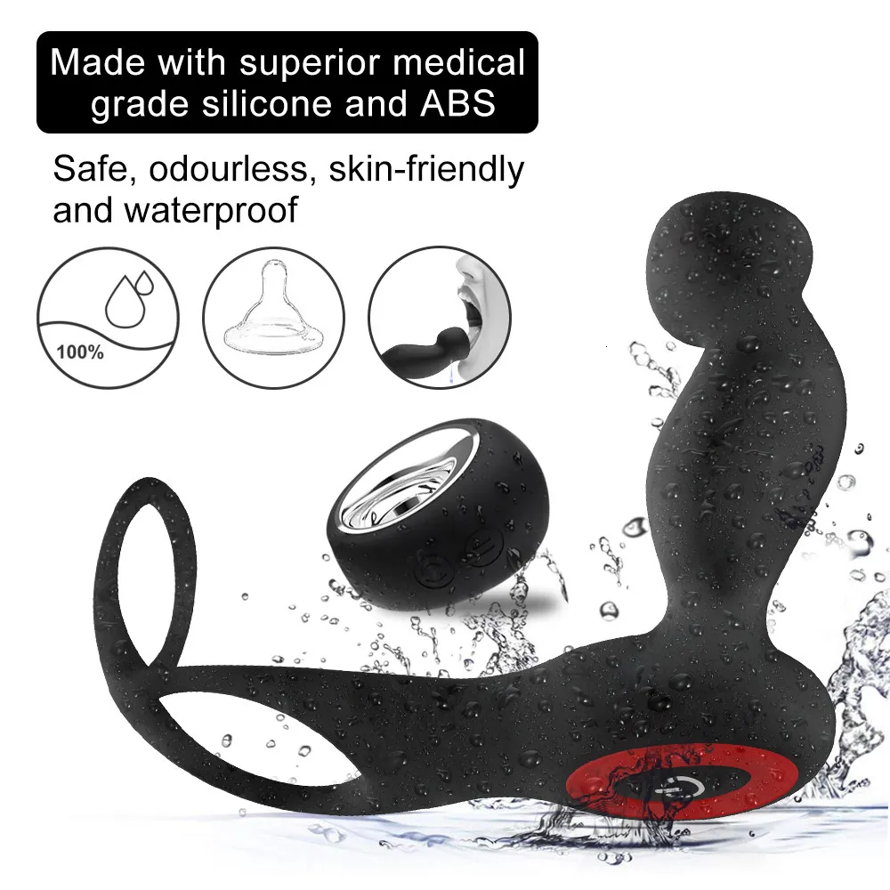 Male Prostate Massage Penis Vibrator For Men Anal Plug Silicone Prostate Stimulator Butt Plug Delay Ejaculation Ring Toy For Men (14)