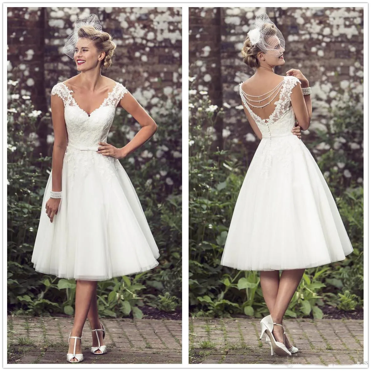 vintage style tea length wedding dress