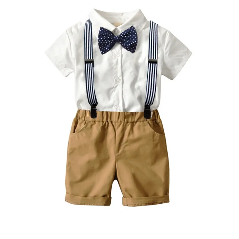 Boys Designer Bow Shirts And Suspender Pants Set 7 Unique Designs