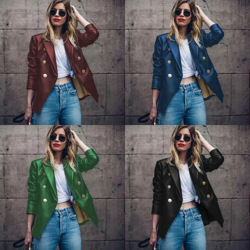 Bohisen 2019 Nouveau Mode Femme Automne Hiver Faux cuir Vestes Fermeture à glissière de base Manteau Manteau Femme veste en cuir PU Streetwear