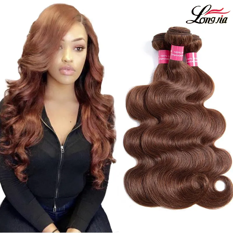 Färg 4 Malaysiska kroppsvåg hårbuntar Virgin Human Hair Weave Malaysian Body Wave Human Hair Extension