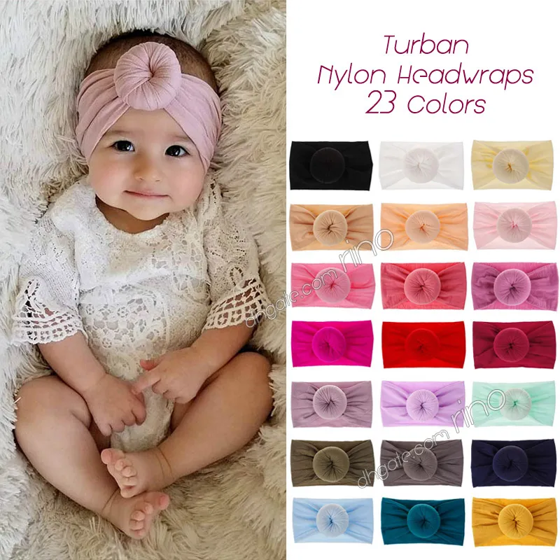 Baby Headbands Cotton Blend Nylon Headband Kid Baby Girls Infant Newborn Turban Round Knot Head Wrap Hair Accessories