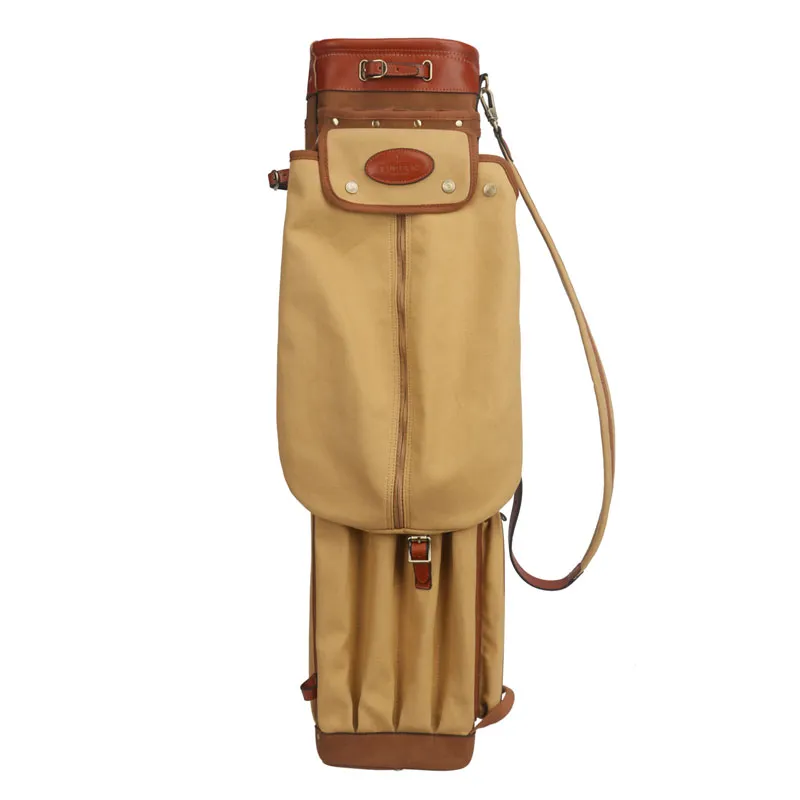 Tourbon Vintage Golf Club Bag Carrier Pencil Style Canvas & Leather