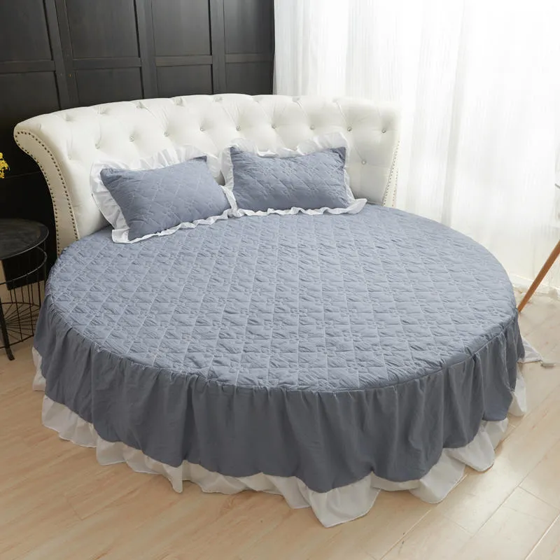 Falda de cama de estilo coreano, Sábana redonda de Color sólido para colchón redondo, diámetro de 200cm y 220cm, envío gratis