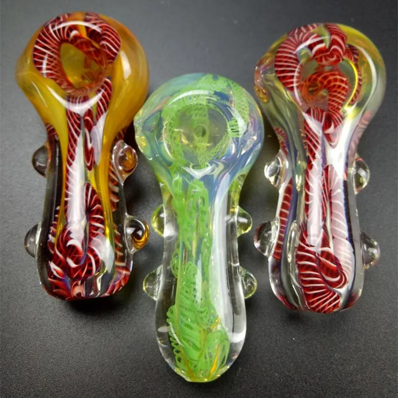 Newest Mini Colorful Pyrex Glass Smoking Bong Tube Portable Handpipe Handmade Innovative Handle Herb Tobacco High Quality Bowl Pretty Color