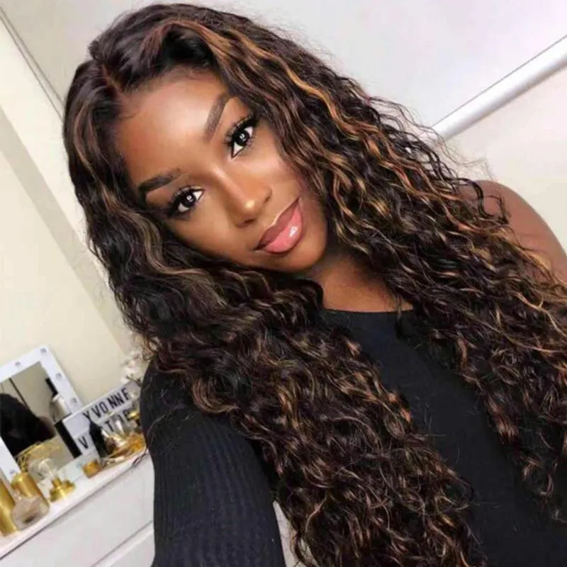 Hd Transparent Lace Wig Highlight Lace Front Human Hair Invisible Front Wigs Malaysian Curly Wig 13*6 Deep Part Aimoonsa