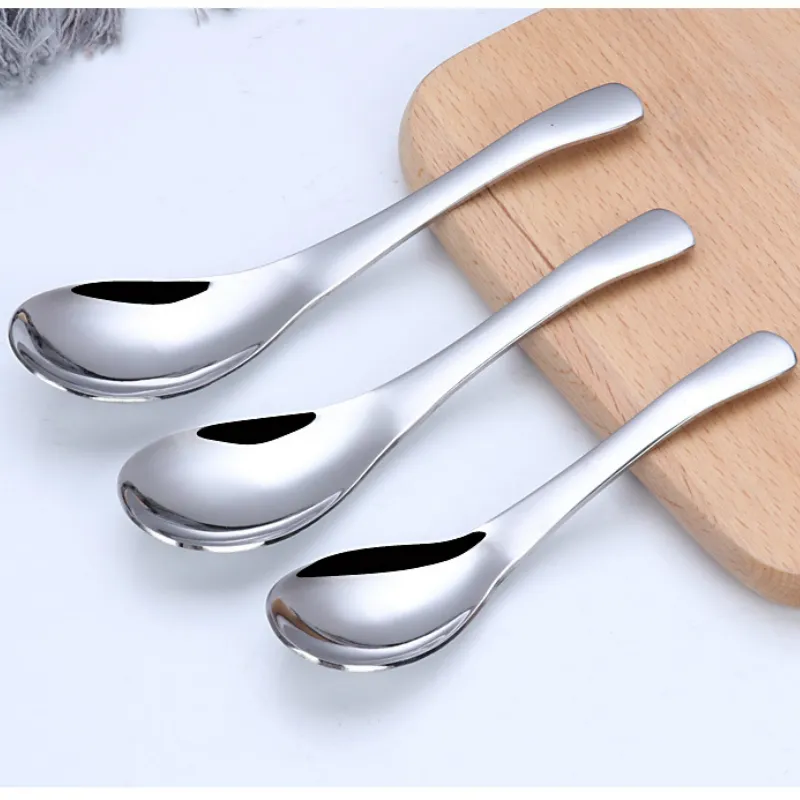 스프 스푼 작은 스테인레스 스틸 304 두꺼운 얼리 유형 호텔 아이스 티스푼 죽 먹이 숟가락 칼 붙이 flatware