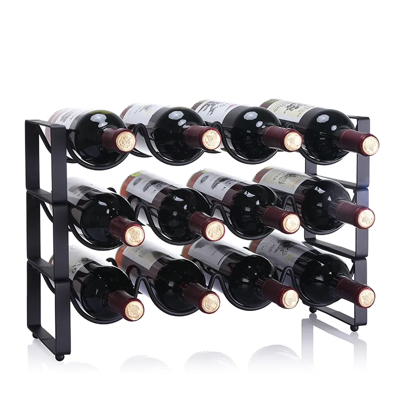 Porte-bouteille de vin de superposition moderne et simple Ornements Porte-bouteille de vin créatif Préférence d'armoire à vin en fer