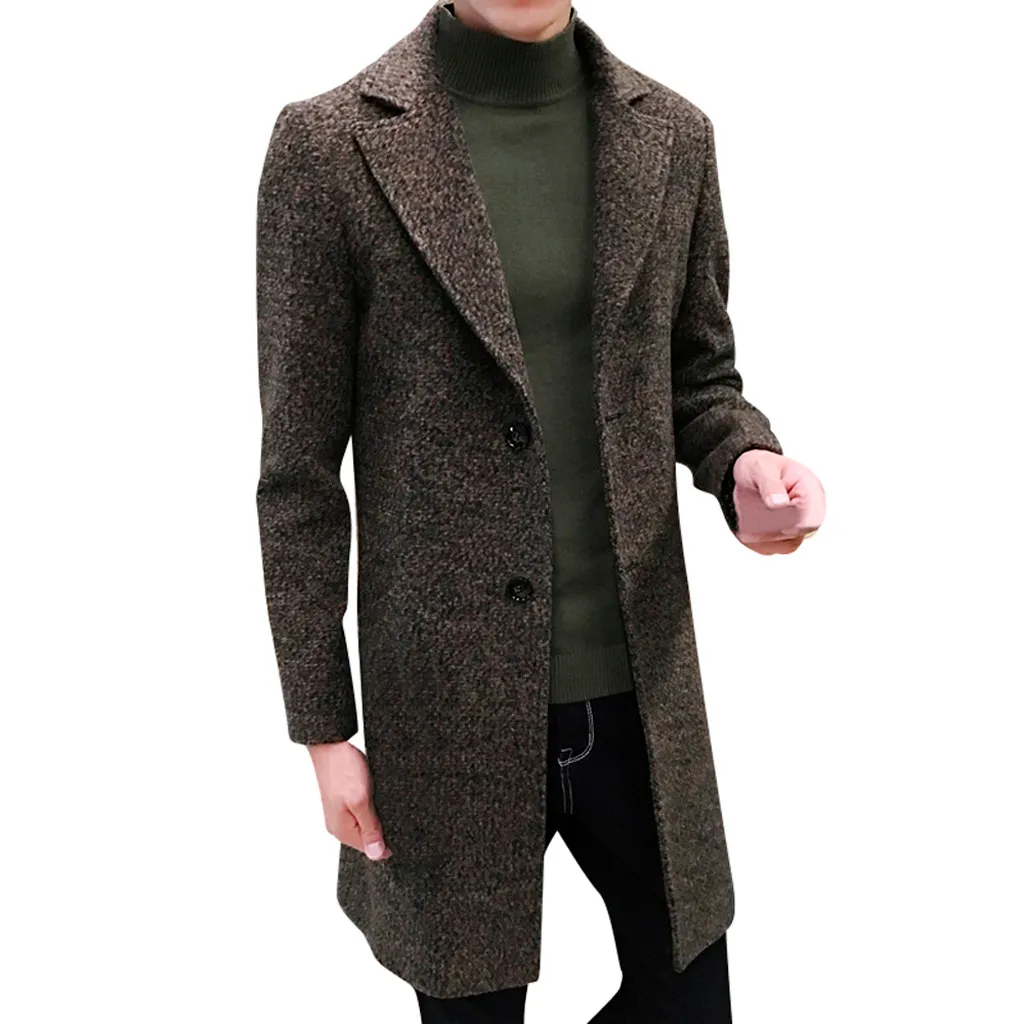 Hot Quality Design De Moda Homens Formal Single Breasted Figuring Overcoat Long Wood Jacket Outwear Plus Casaco de Inverno Homens Novo