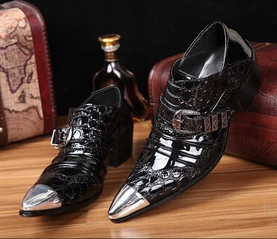 Japanese Style Silver Metal Pointed Toe Men Wearing High Heels For Men ...