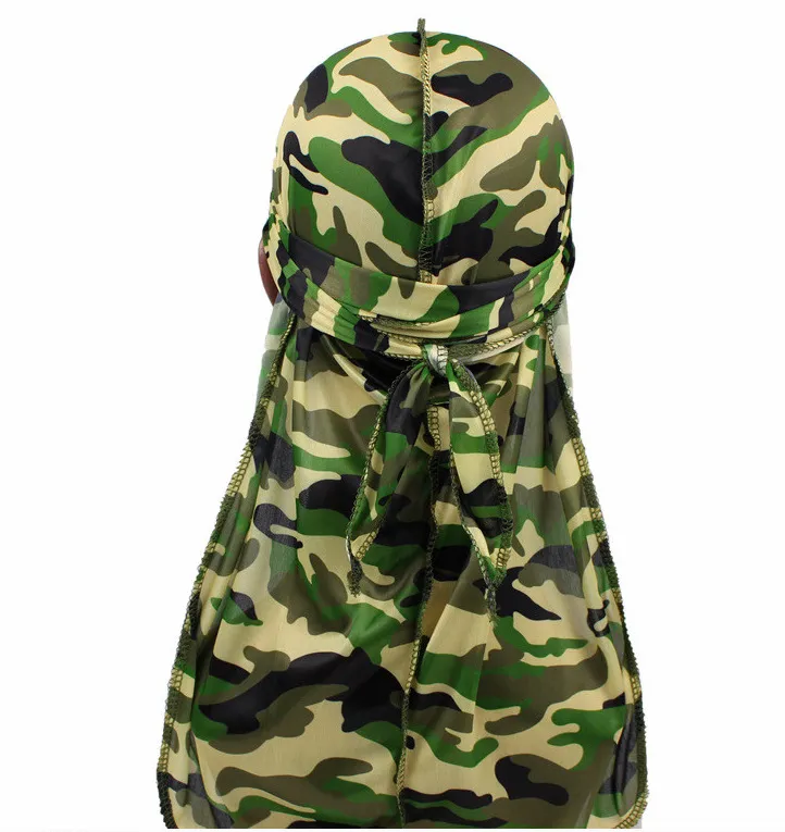 Premium Silky Durag Military Camouflage, Long Tail, 360 Waves