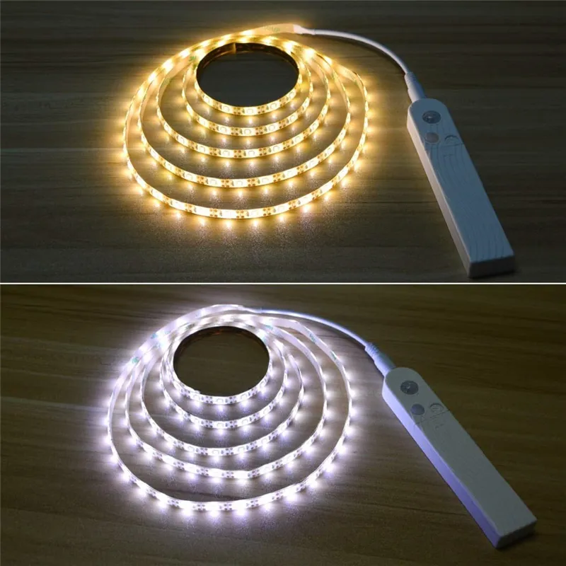 Luz LED Armario Sensor Movimiento - Regleta LED Bajo Mueble 2 en 1  Recargable USB y Alimentada