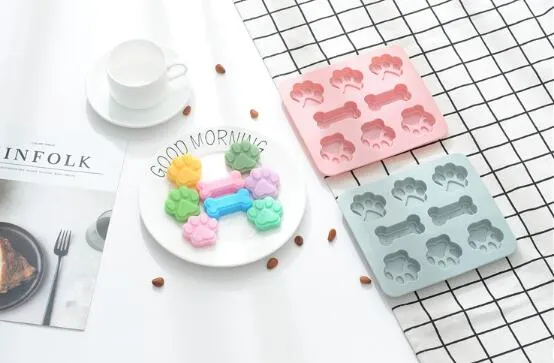 New 6 Cat Paw Bone Cake Chocolate Silica Gel Mold Ice Cube Mold Pudding Jelly Mold