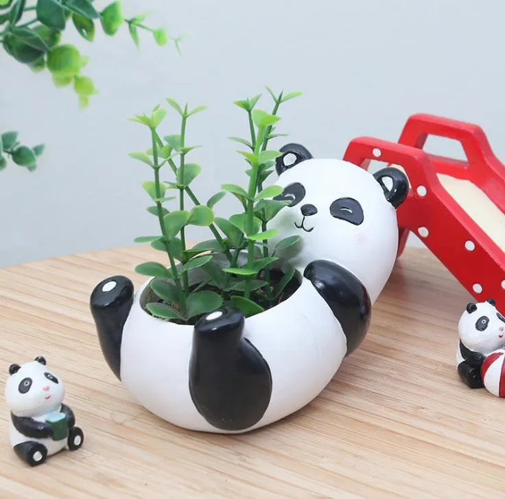 Resin Flower Pot: 30PCS Cartoon Animal Succulent Planter Pots - Hippo,  Panda, Giraffe, Zebra, Polar Bear - Resin Garden Animals Desktop Decoration