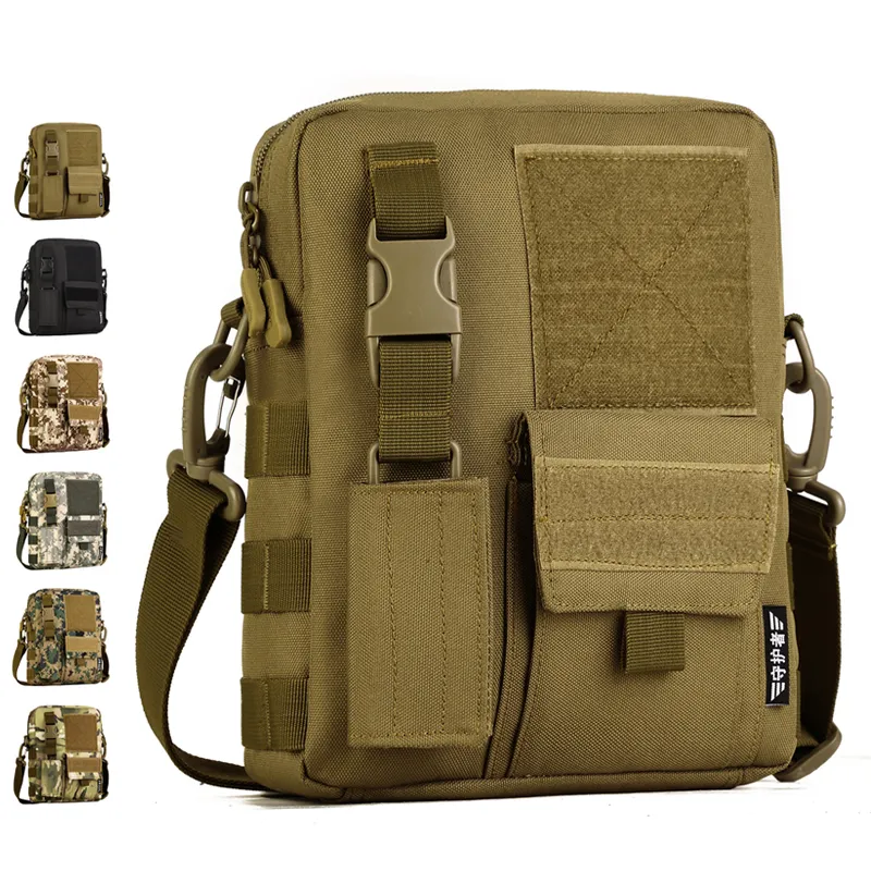 Hombres Camo Impermeable Vertical Messenger Bag Army Fans Tactical Shoulder Bag Outdoor Travel Commuter Package Extender Molle Bag K316 T190922