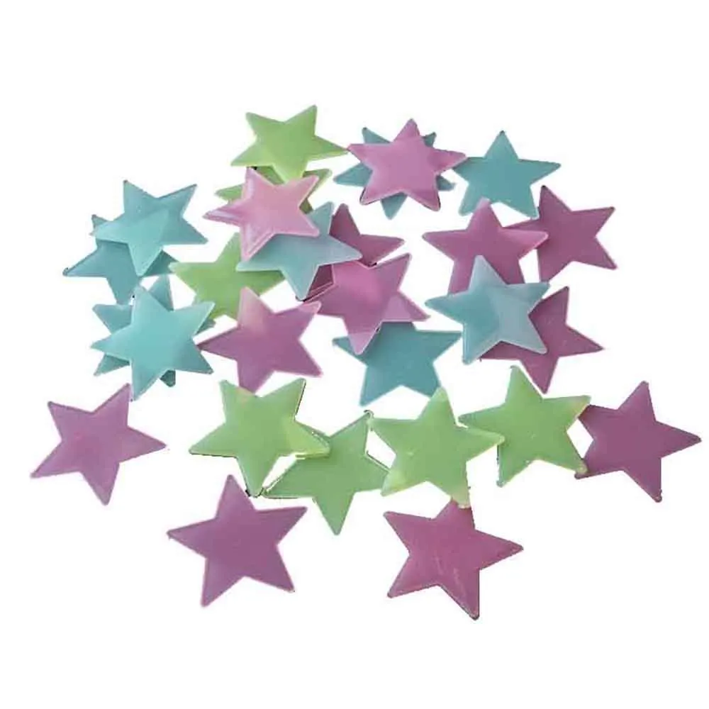 100PCS Fluorescent Star Patch Plastic Stereo PP Night Light Wall Stickers
