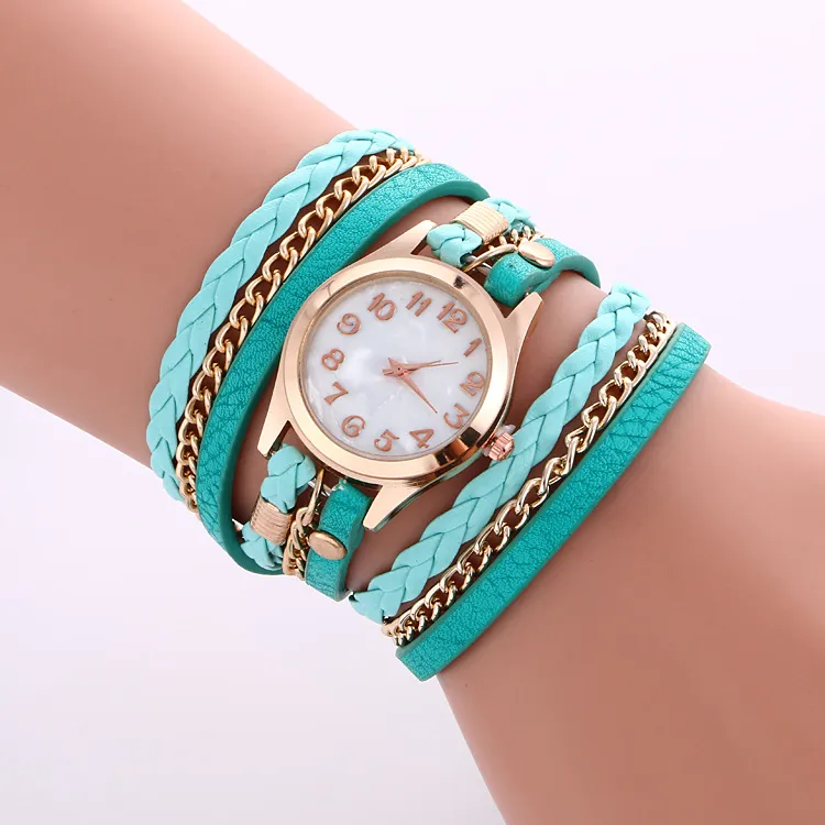 Vintage Leather Bracelet Watch For Women Fashionable Wrap Around Bracelet Wristwatch With Quartz