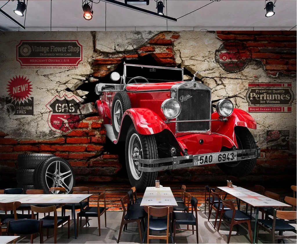 3D Wallpaper Custom Photo Mural: Vintage Classic Car Breaking Wall Home  Decor for Living Room Walls from Dhgate Wallpapers - price 24.13, image size:1024x841