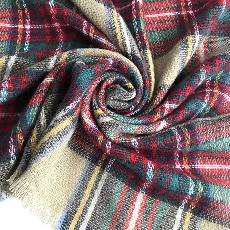 Sciarpa invernale da donna in tartan, morbida e calda lana