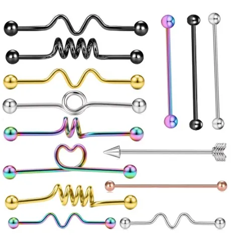 스테인레스 스틸 산업 바벨 귀걸이 남성 남성 남성 사령 나선 트래거스 바이어 피어싱 바디 쥬얼리 7010685