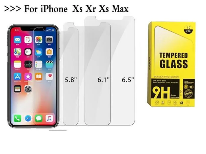 Proteggi schermo in vetro temperato 2.5D 9H per iPhone14 13 12 XS Max XR X 8 8 Plus per samsung s10 s11 s10plus Pellicola 0,33 mm Schermo per telefono cellulare con pacchetto di carta