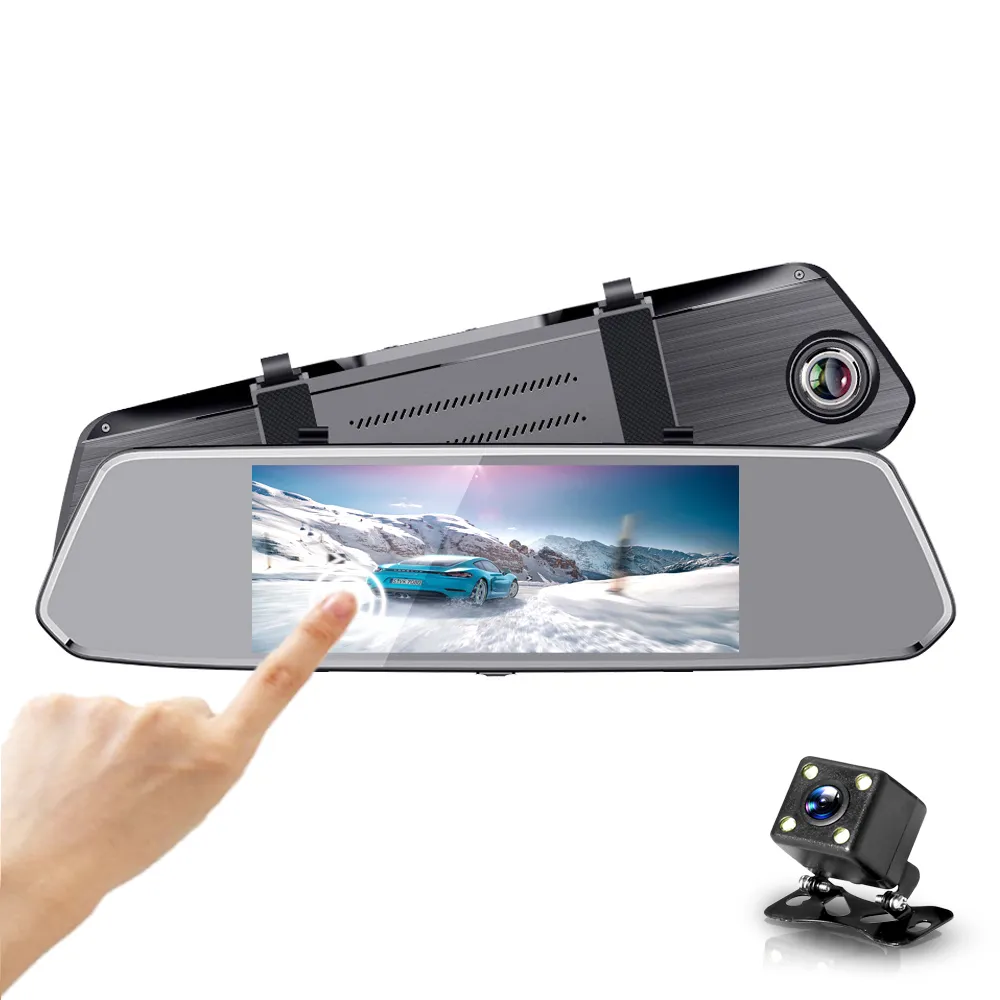 Haute qualité D7 1080P Dash 7 pouces Cam double objectif écran tactile rétroviseur enregistreur vidéo moniteur de stationnement voiture DVR G capteur Vision nocturne