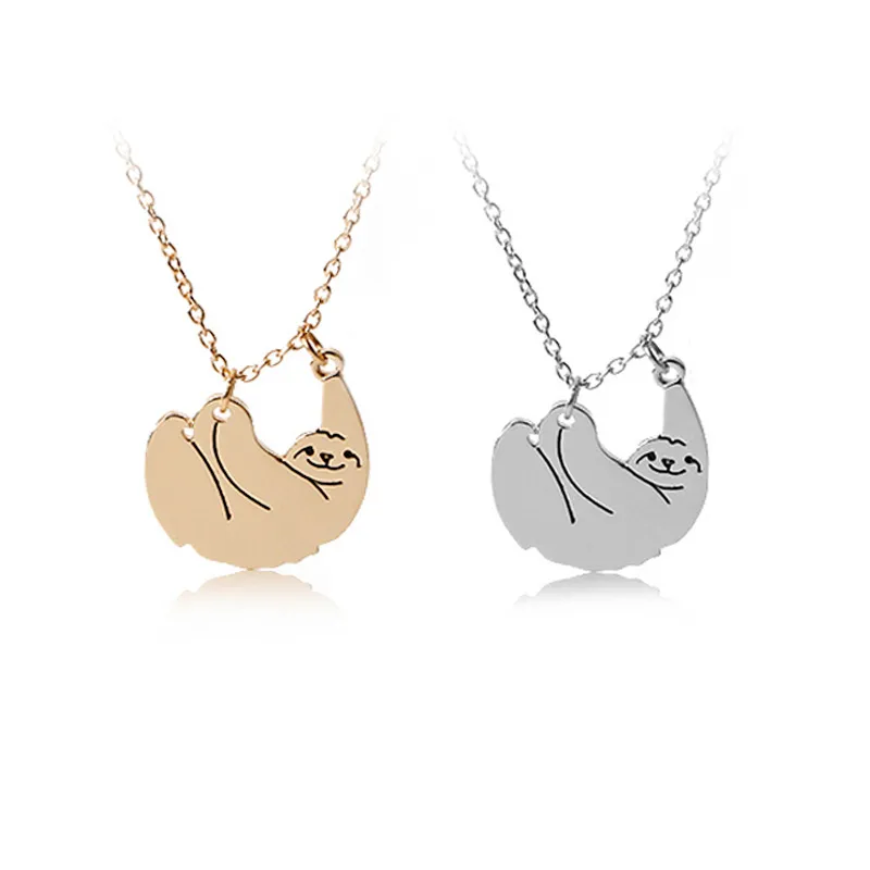 Mode Animal paresseux collier or argent alliage pendentif colliers doux bijoux pour femmes cadeau offre spéciale