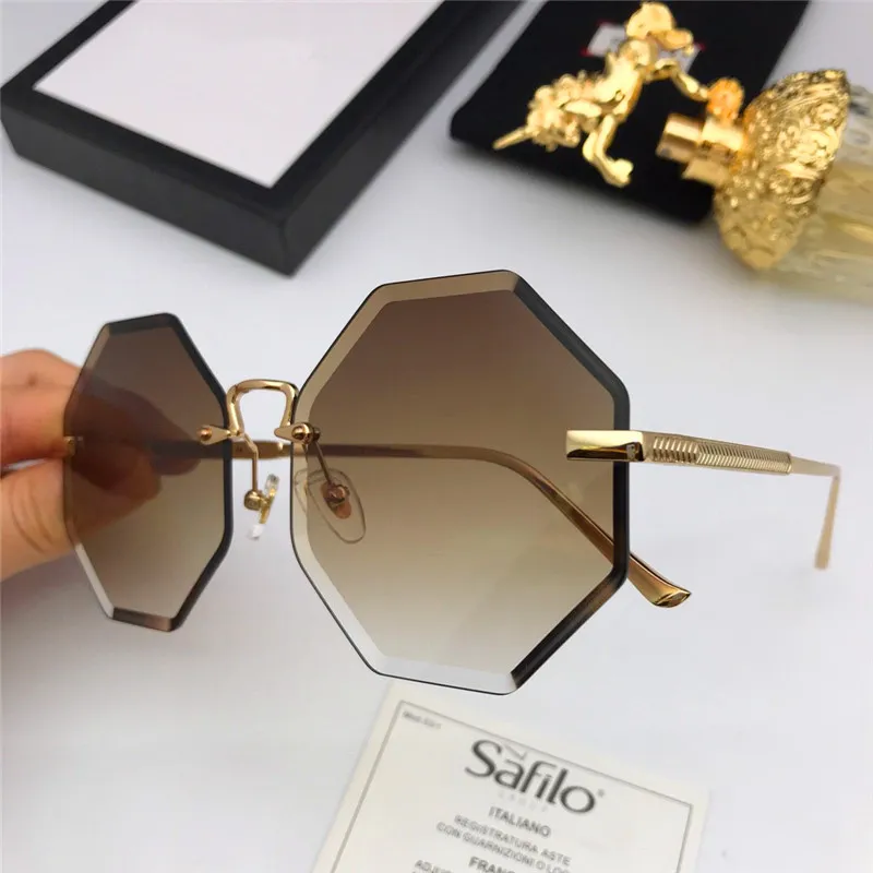 Wholesale-new fashion designer sunglasses 0376 frameless polygon frame crystal cutting lens popular style top quality