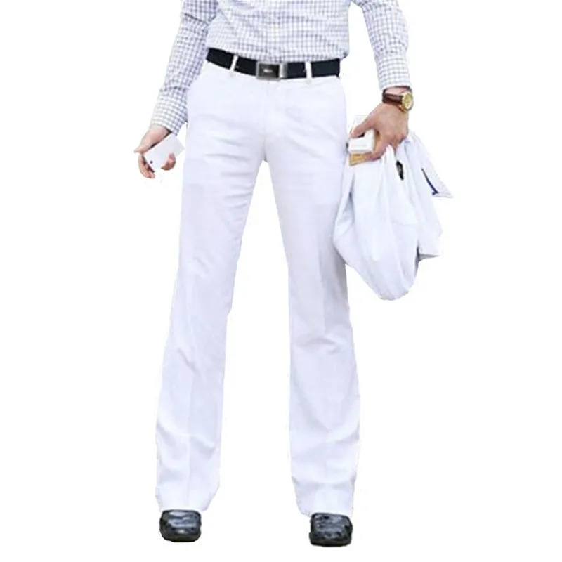 Pantalones para hombres GXXH 2021 Pantalones acampanados Formal Bell Bott Pant Dance Blanco Tamaño 28 29 30 32 33 33 34 36 37