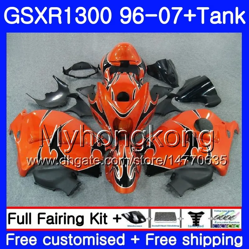 Kropp för SUZUKI GSX R1300 GSXR1300 96 02 03 04 05 06 07 333HM.43 GSXR 1300 Hayabusa Orange Flame 1996 2002 2003 2004 2005 2006 2007 FAIRING