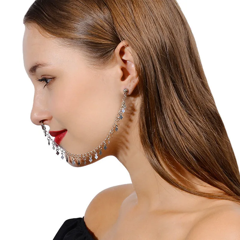 Earring and shop nose ring chain