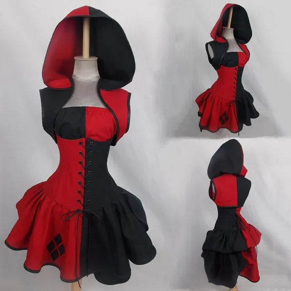 harley quinn party dress Harley Cosplay Squad Quinn Costume Female Gold Backless Club Dress In Stock-Takerlama,Style A / XL