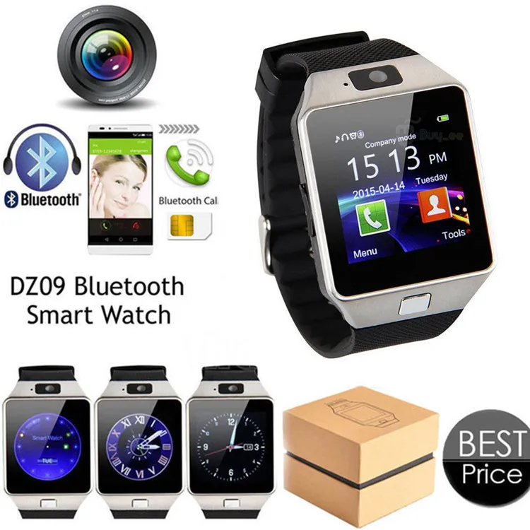 DZ09 블루투스 Smartwatch를 들어 Wrisband 애플 안드로이드 스마트 시계 SIM 지능형 휴대 전화 블루투스 카메라 슬리 스마트 시계