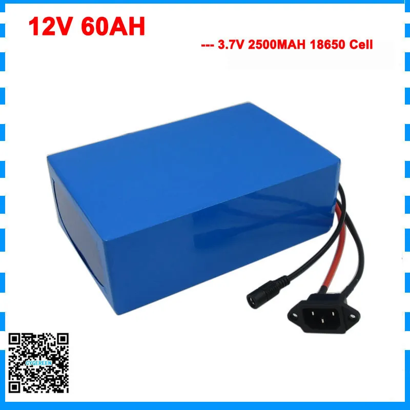 450W 12V 60AH battery 12 V 60000MAH Lithium ion battery 50A BMS for 12V 3S Ebike UPS Battery PACK 12.6V 5A charger