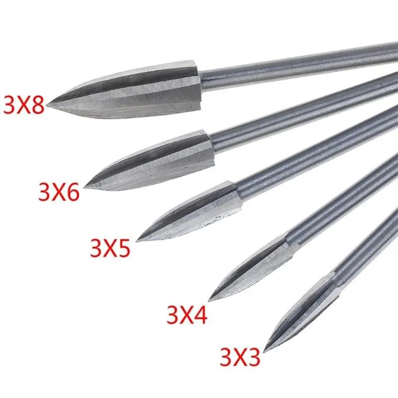 5PCS Wood Carving Drill Steel Engraving Drill Bit Set Solid Carbide Grinding Burr for Woodworking Drilling Carving Engraving #35