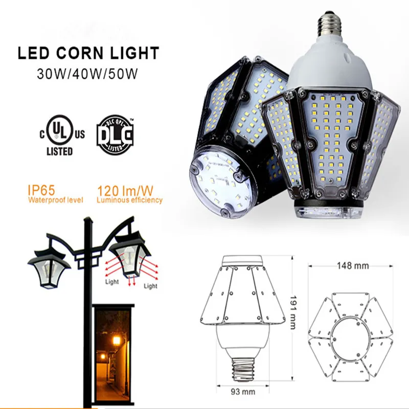 TOPOCH Industriell glödlampa 120LM / W 30W 40W 50W LED UL CE-listad Skruvbas CFL HID Ersättning 100-277V för Canopy Bay Fixtures