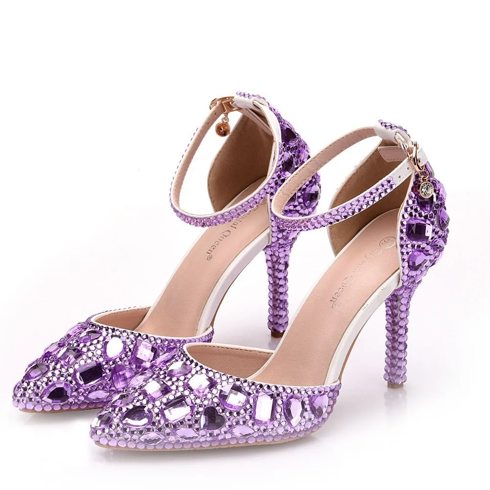 Buy Chi Chi London Purple Stiletto Heel Court Shoes With Embellished Ankle  Strap from Next Cyprus
