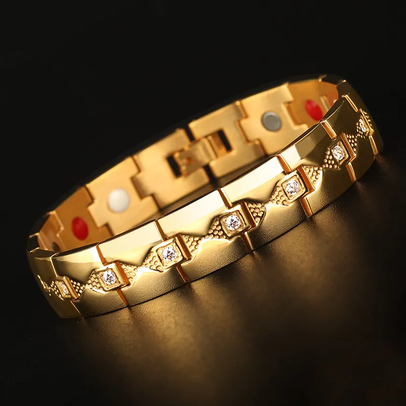 Bracelet en acier titane pour hommes dominatrices européennes et américaines de haute qualité avec bijoux en acier inoxydable aimant Zircon