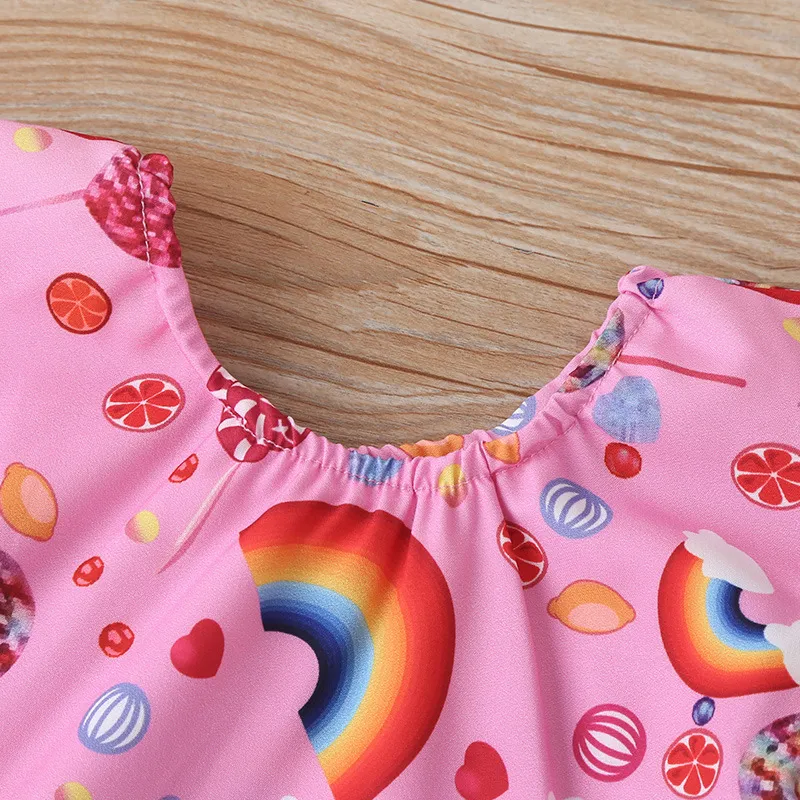 Girls Rainbow Balloon Tops+Skirts Outfits Summer 2020 Kids Boutique Clothing 1-4T Little Girls Casual Set Cute
