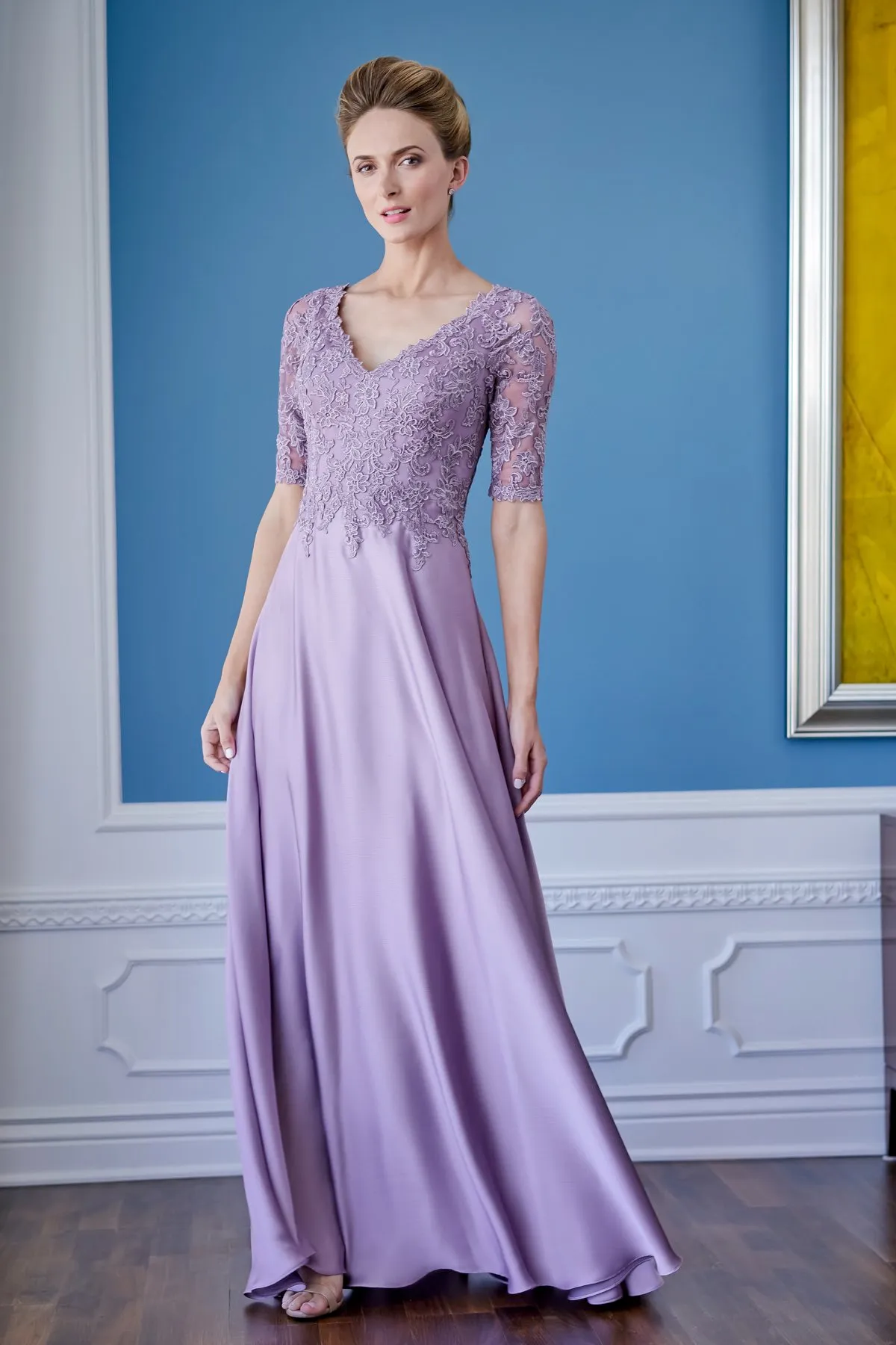 Lavender Mother Of The Bride Dresses V Neck A Line Lace Appliques