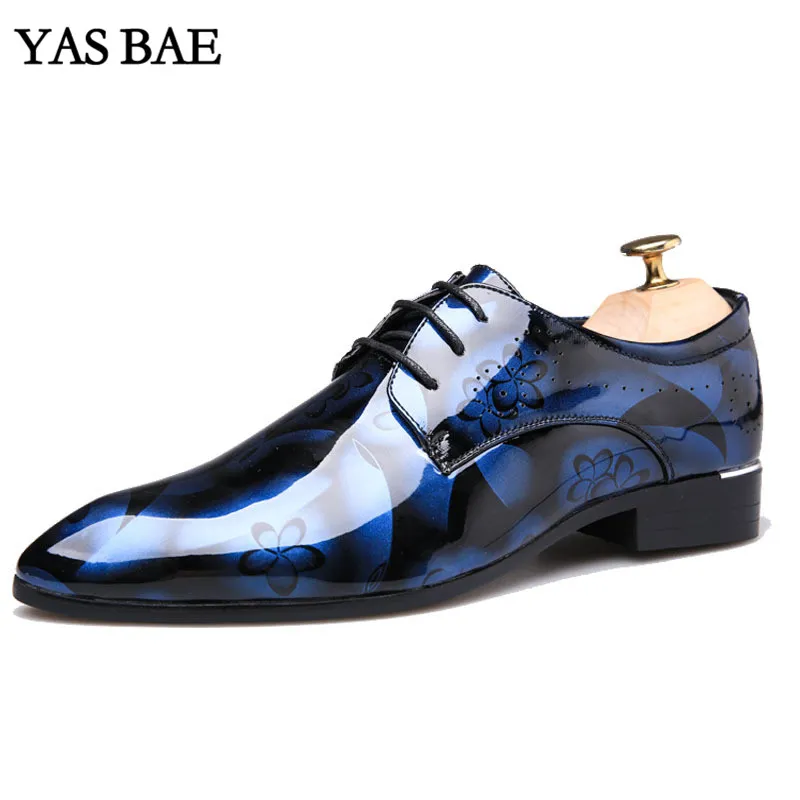 Mâle chine marque italien mode Style en cuir robe bureau chaussure formelle en cuir verni couleur magique chaussures pas cher pour hommes