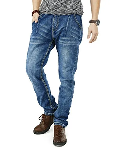 PY BIGG Mens Jeans Regular Fit Big Tall Jogger Pants Stretch Casual Workwear Elastic Waist Plus Size