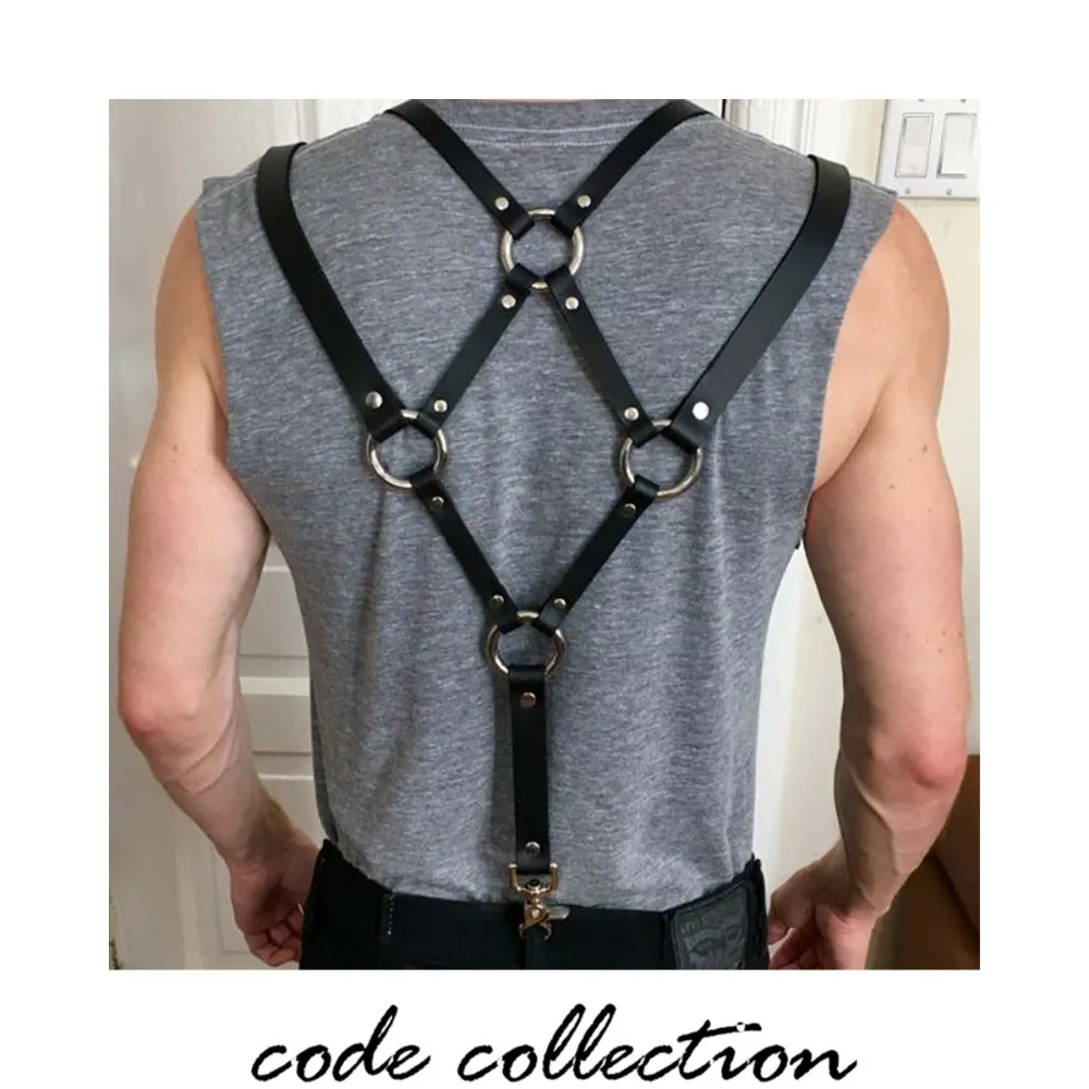 Vintage retro läder suspender manlig hängslen bälte för män kvinnor kjol unisex bib kort krok fritid punk bindande band sexig mörk