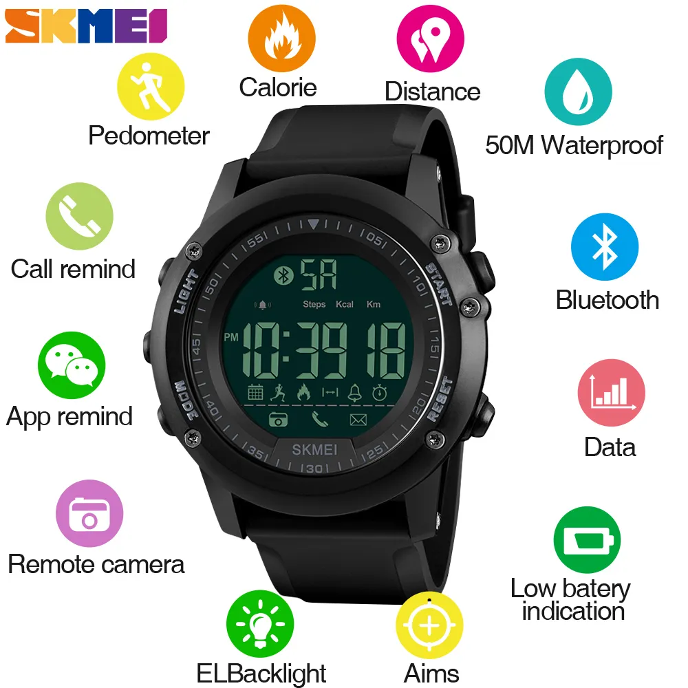 SKMEI Smartwatch For Men Bluetooth Camara Control Solar Wristwatch With  Digital Sport Mode Reloj Hombre 1321273O From Xcdfs6, $71.87