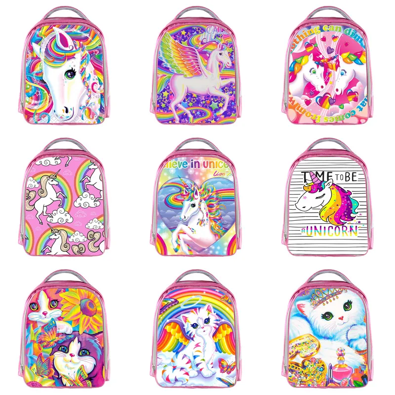 Student Cartoon Einhorn Rucksack 15 Design Benutzerdefinierte 3D Mädchen Schultasche Hochwertige Student Rucksäcke Mädchen Regenbogen Einhorn Reißverschlusstaschen 06